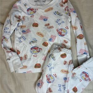 Sammy + Nat Kids Pajama Set - White with Red and Blue Print